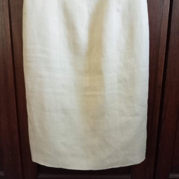 GRUPPO Italy 100% Linen Flax Dress SZ M Lined Sleeveless Sheath Back Zip Tan - Picture 2 of 10